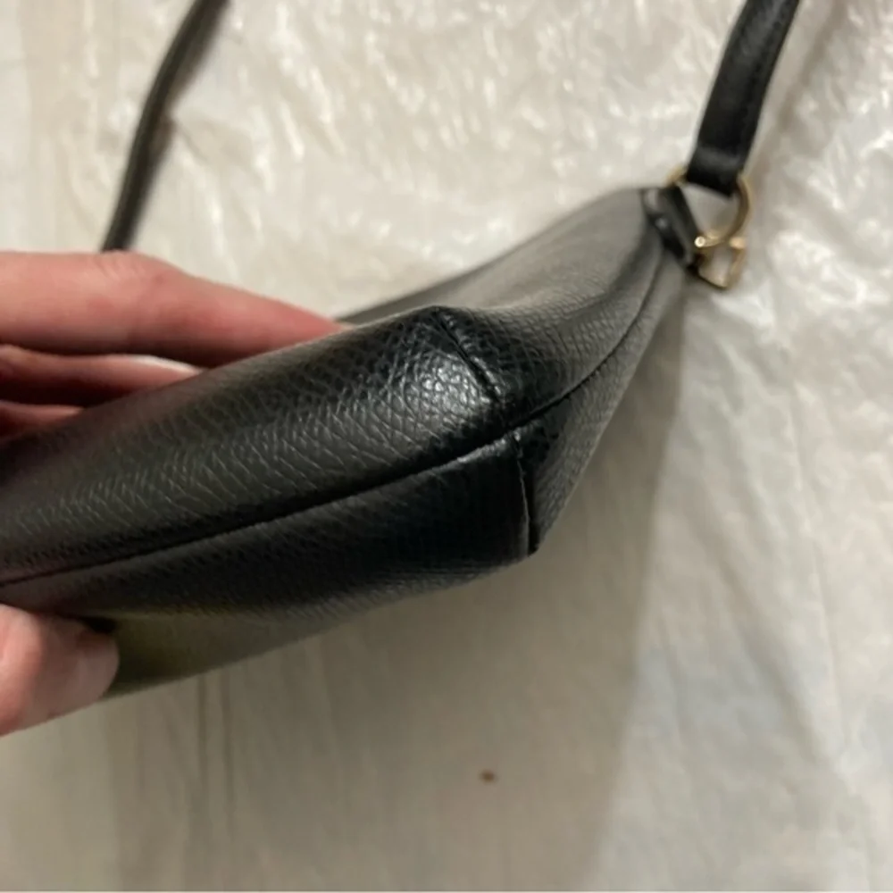 Coach black grained leather file crossbody bag